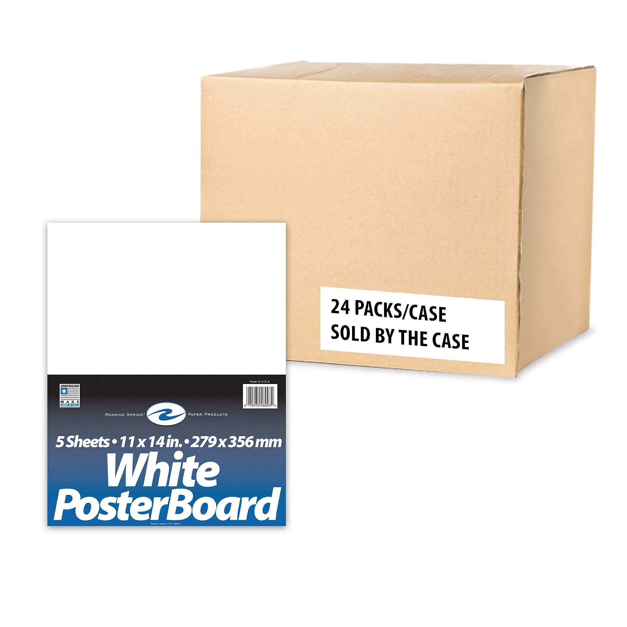 Roaring Spring Paper Products White Posterboard, 11" x 14", 5 Sheets/Pack, 24 Packs/Case (48003CS)