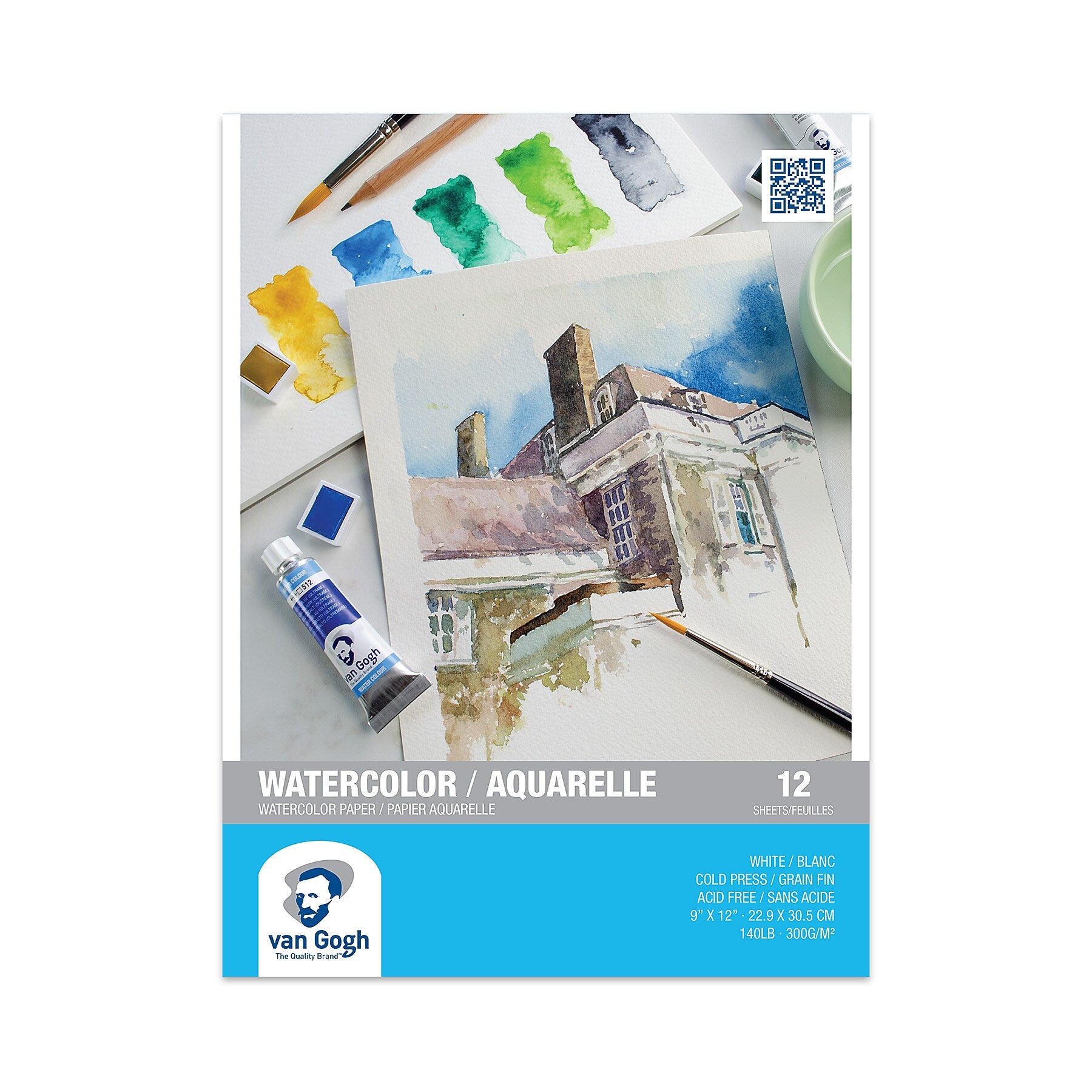 Van Gogh 9" x 12" Watercolor Sketch Pad, 12 Sheets/Pad, 3/Bundle (VNG94178005-3)