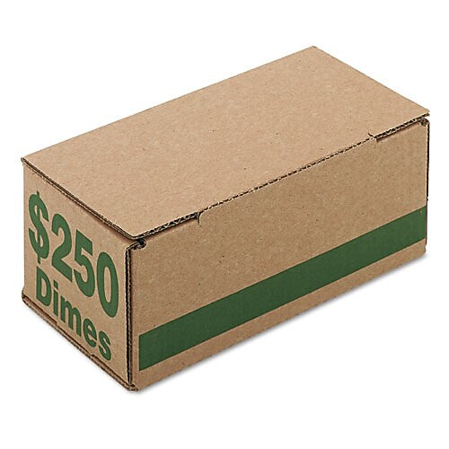 SecurIT Coin Box, Dimes, $250, Green, 50/CT (PMC61010)