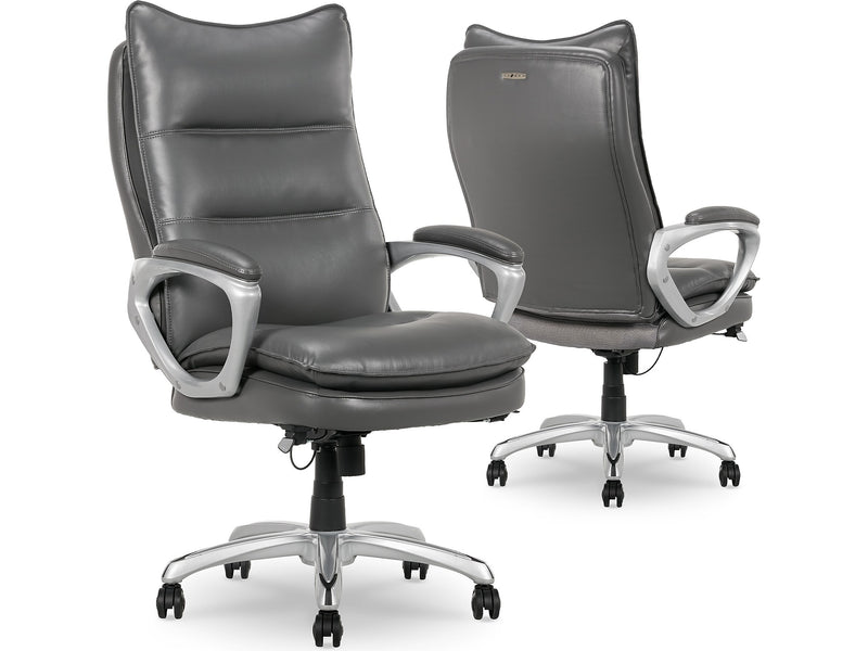 La-Z-Boy Jenkins Ergonomic Bonded Leather Executive Big & Tall Chair, 400 lb. Capacity, Gray (60075-GRY)