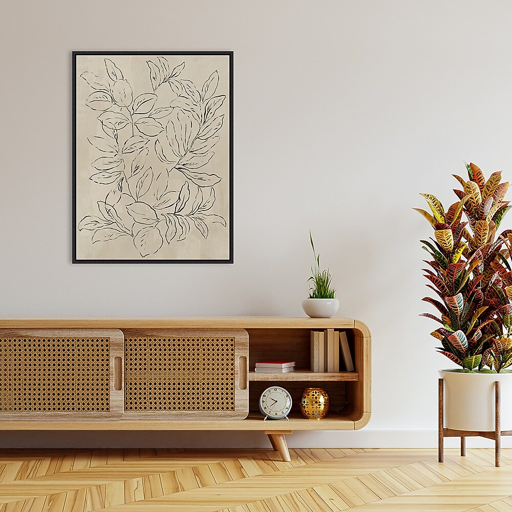Amanti Art Outlined Leaves II by Asia Jensen Framed Canvas Wall Art Print, 32" x 42" (A42677748496)