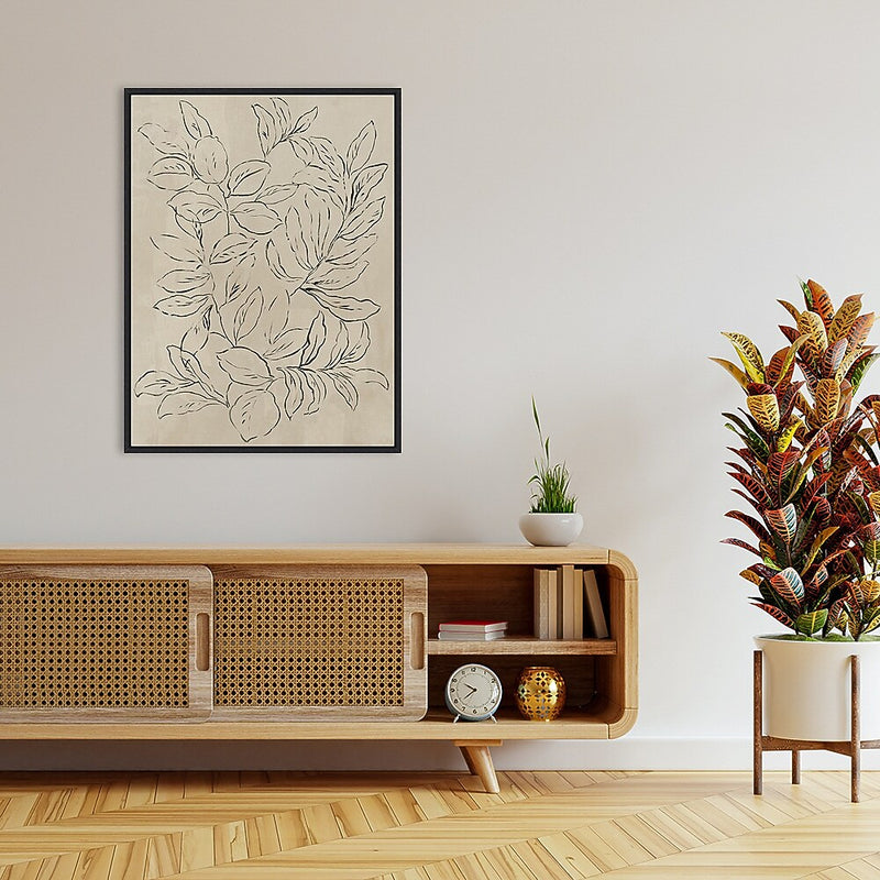 Amanti Art Outlined Leaves II by Asia Jensen Framed Canvas Wall Art Print, 32" x 42" (A42677748496)