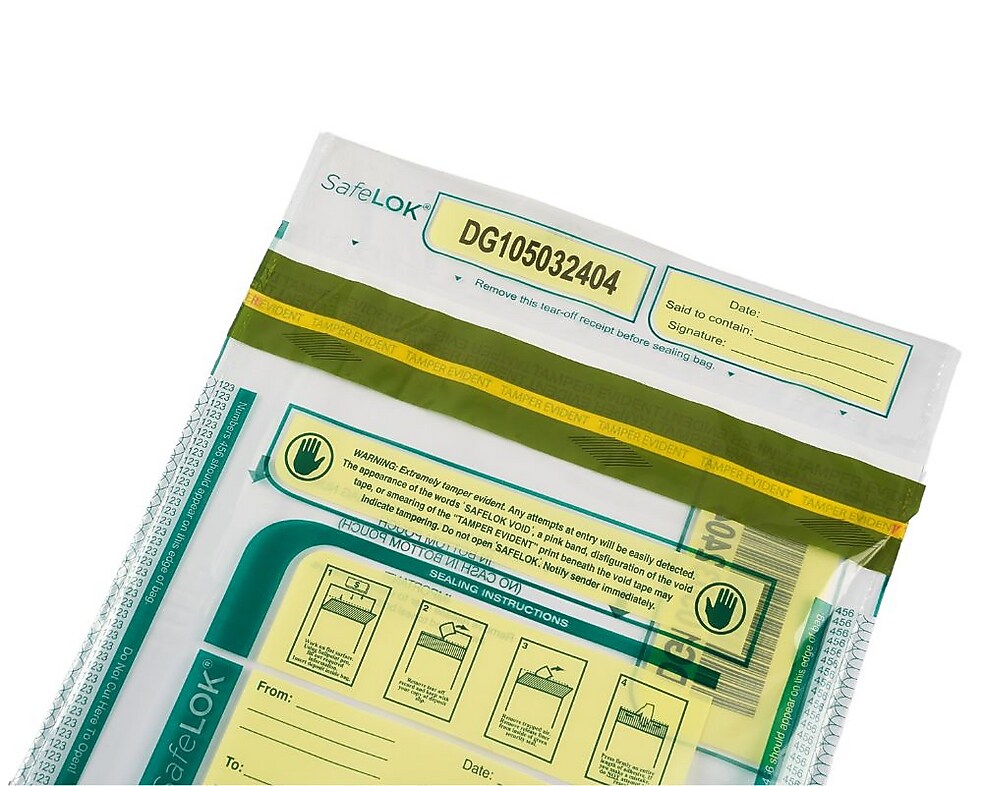 SafeLok Series A Deposit Bags, Clear, 100/Pack (585087)