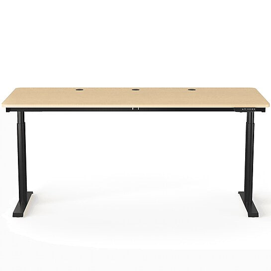 VersaDesk PowerLift 72"W Electric Rectangular Adjustable Standing Desk, Maple/Black (PLSDR7230BMAPP)