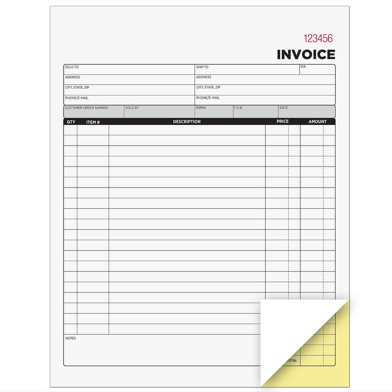 Cosco 2-Part Carbonless Invoices, 8.38" x 10.69", 50 Sets/Book, 5/Pack (074034PK5)