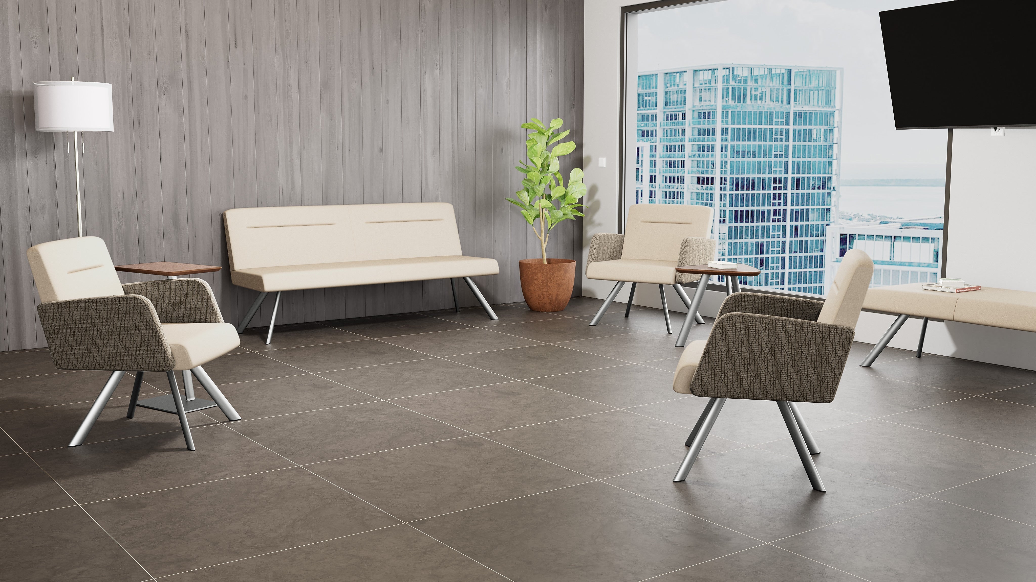 Lesro Willow Vinyl Lounge Chair, Patriot Plus Concrete/Adler Peppercorn/Silver (WL1101.SSV-02PPCN.03PPCN.04ADPN)