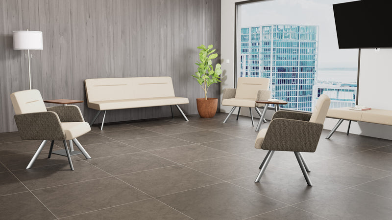 Lesro Willow Vinyl Lounge Chair, Patriot Plus Concrete/Adler Peppercorn/Silver (WL1101.SSV-02PPCN.03PPCN.04ADPN)