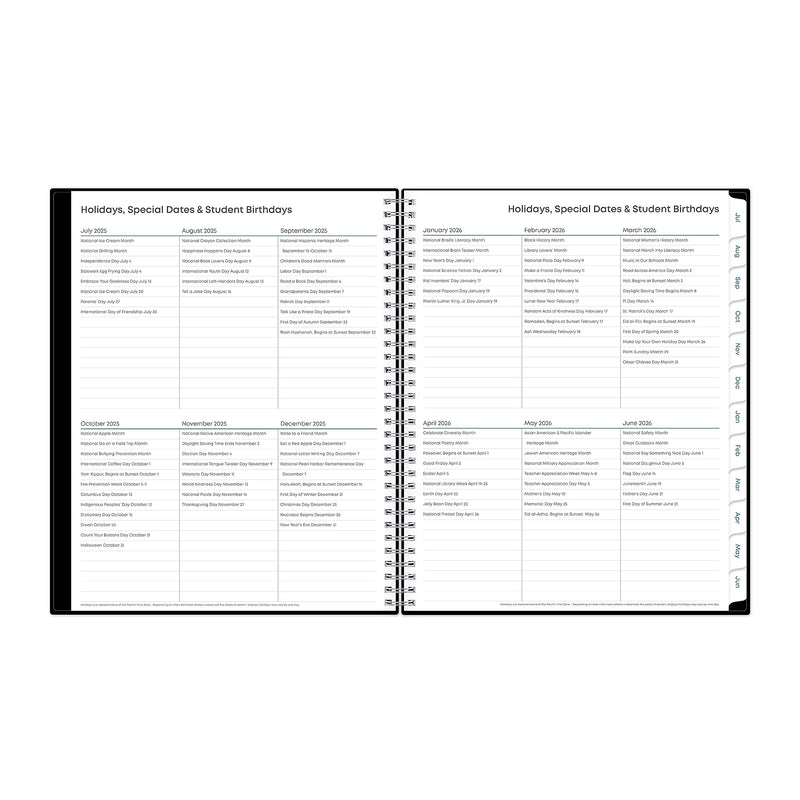 2025-2026 Blue Sky 8.5" x 11" Academic Year Weekly & Monthly Planner, Plastic Cover, Solid Black (134433-A26)
