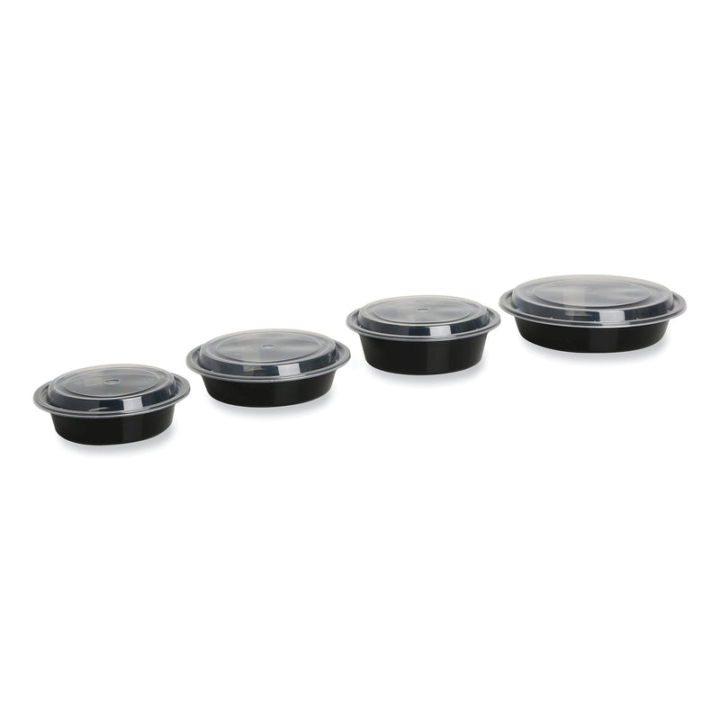 GEN Food Container with Lid, 24 oz, 7.28 x 7.28 x 1.96, Black/Clear, Plastic, 150/Carton
