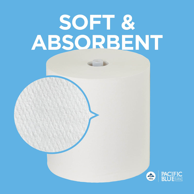 Pacific Blue Ultra 8" High-Capacity Hardwound Paper Towels, 1-Ply, 3 Rolls/Carton (26491)
