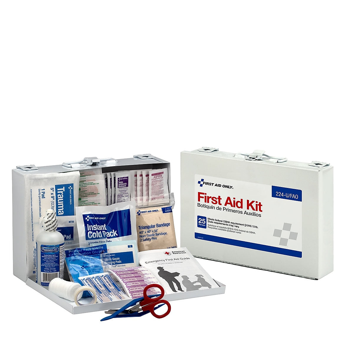 First Aid Only Office Metal First Aid Kit, 25 People, 106 Pieces (FAO224U)