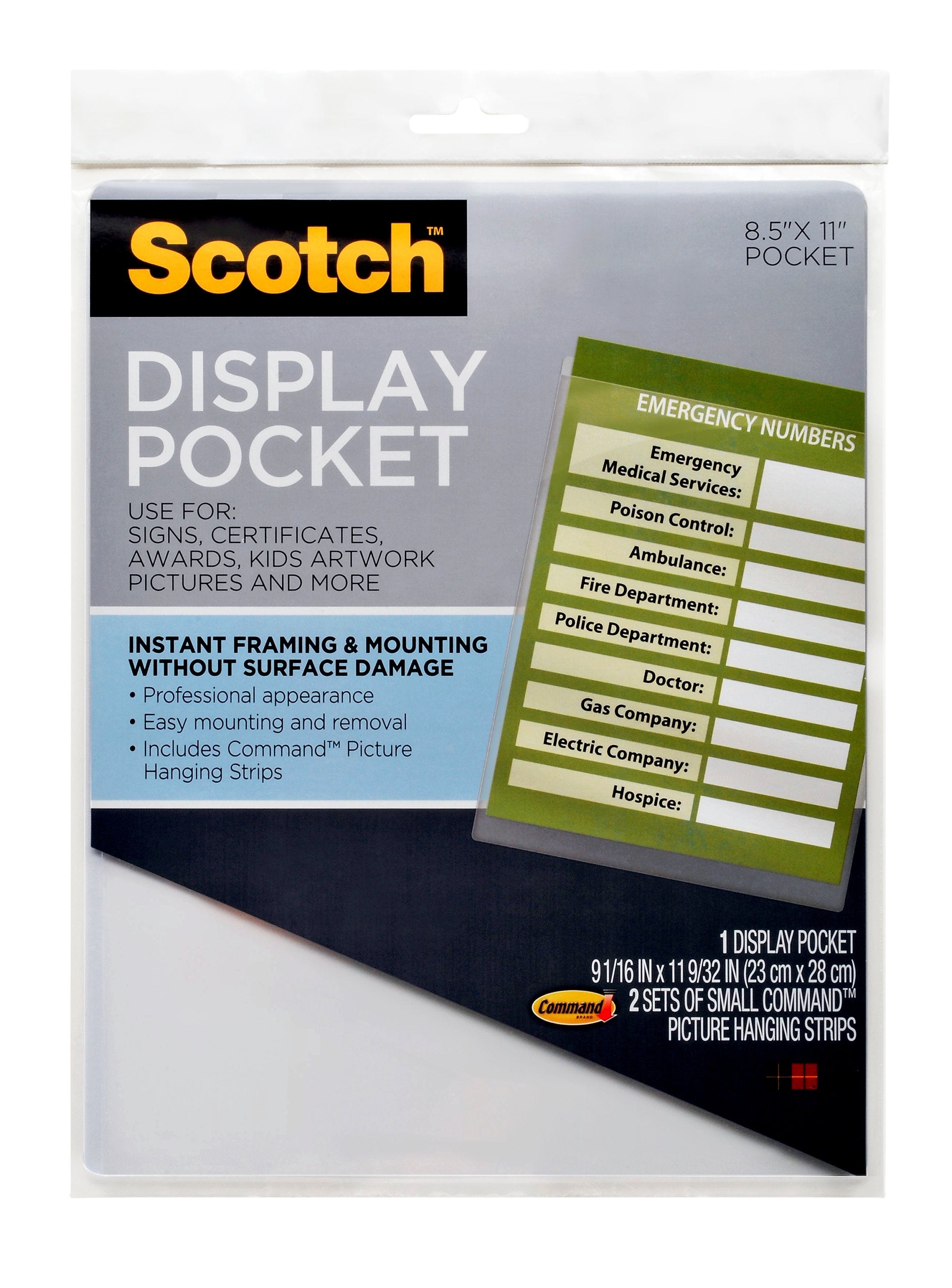 Scotch Display Pocket, 8.5" x 11", Clear (WL854C)