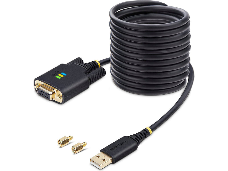 StarTech 10' USB-A to RS-232 Serial Adapter Cable, Male to Male, Black, 'DI Chip, COM Retention (1P10FFCN-USB-SERIAL)