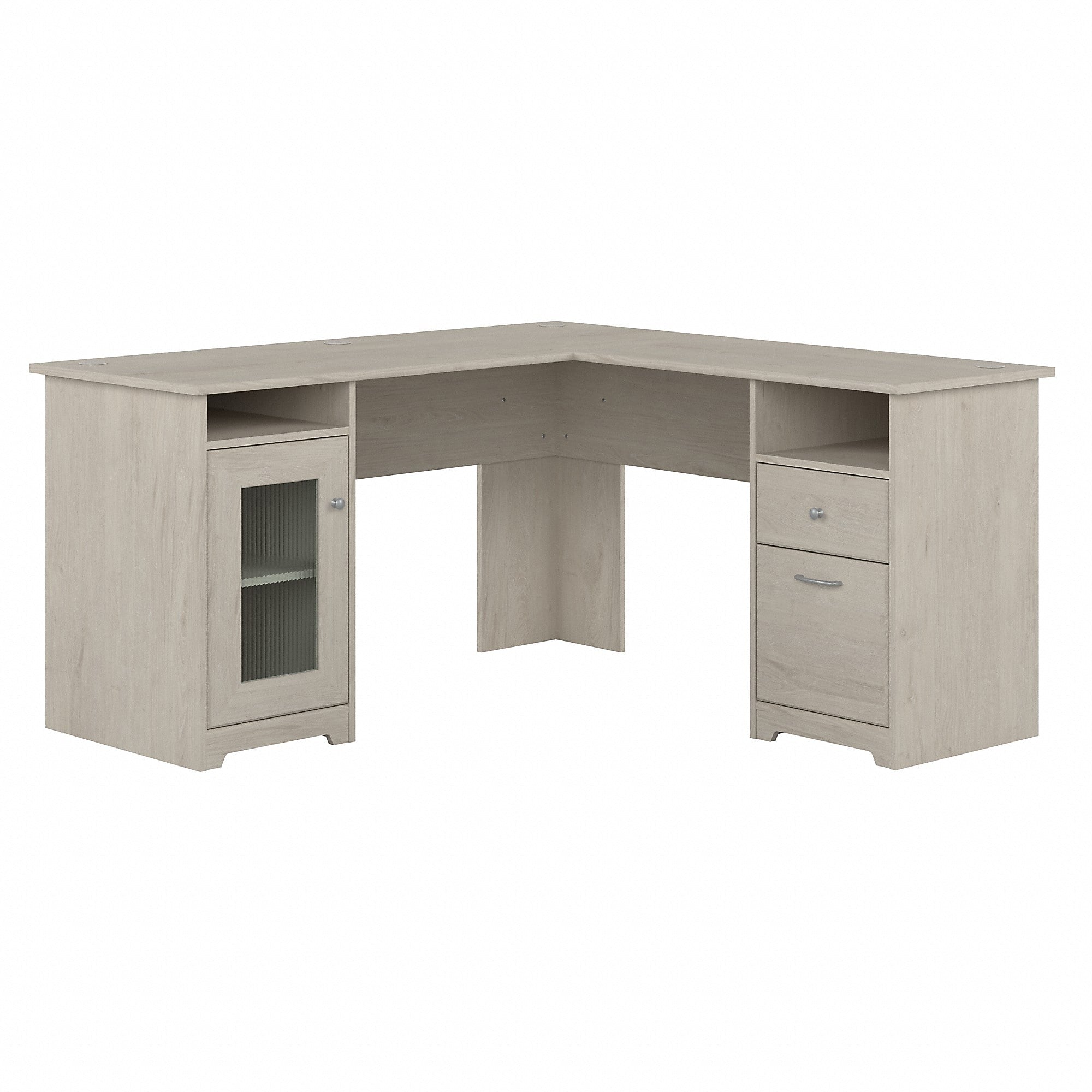Bush Furniture Cabot 60"W Wood L-Shaped Computer Desk, Linen White Oak (WC31130K)