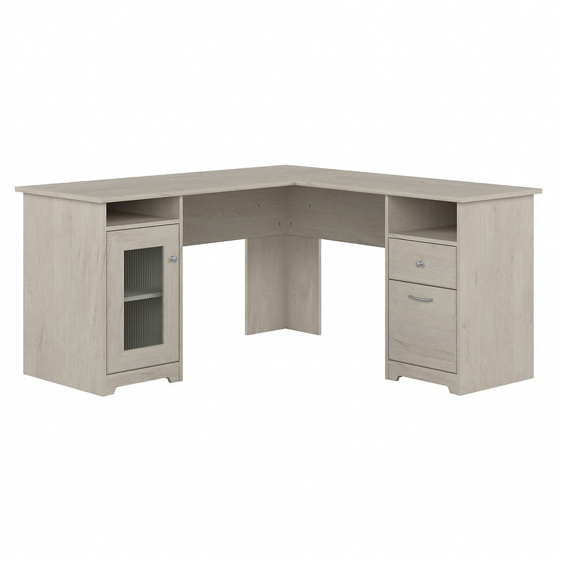 Bush Furniture Cabot 60"W Wood L-Shaped Computer Desk, Linen White Oak (WC31130K)