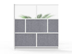 Luxor Modular Room Divider Add-On Wall, 70"H x 70"W, Gray/Frosted PET/Acrylic (MW-7070-XFCG)