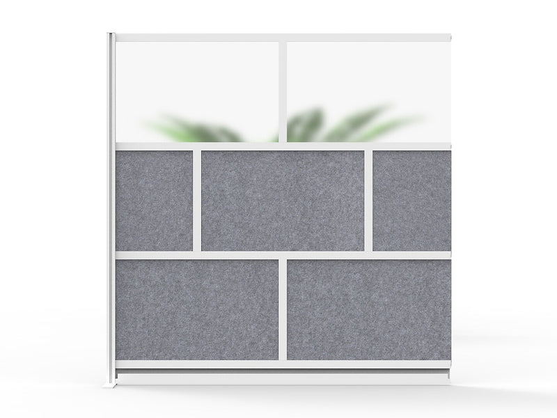 Luxor Modular Room Divider Add-On Wall, 70"H x 70"W, Gray/Frosted PET/Acrylic (MW-7070-XFCG)