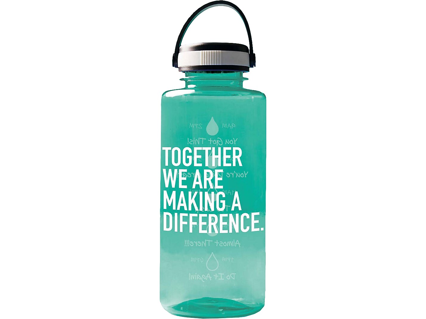 Baudville Drink it Up! "Making a Difference" Plastic Water Bottle, 36 oz., Green, 2/Pack (1396376P231)