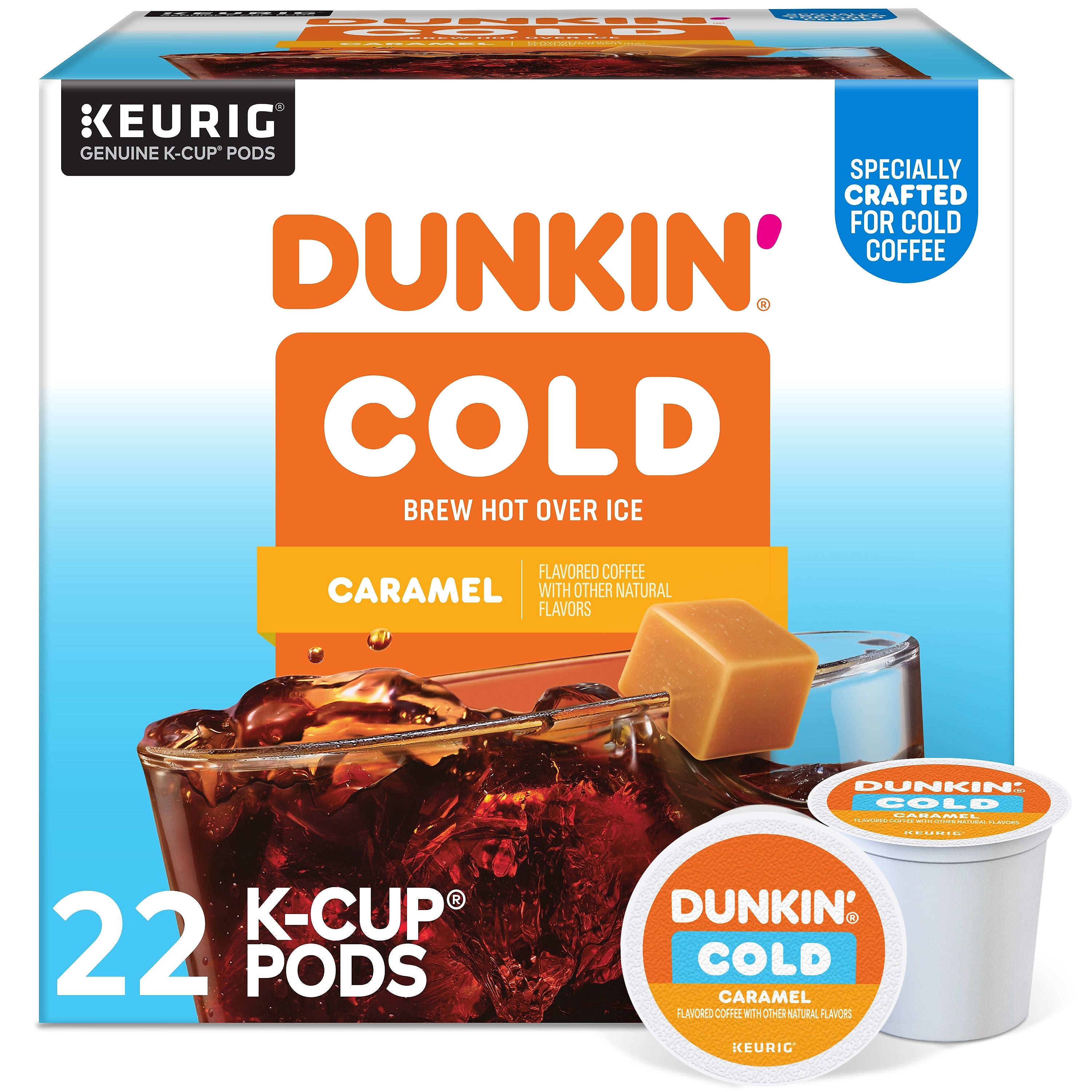 Dunkin' Cold Caramel Iced Coffee Keurig® K-Cup® Pods, Medium Dark Roast, 22/Box (5000375314)