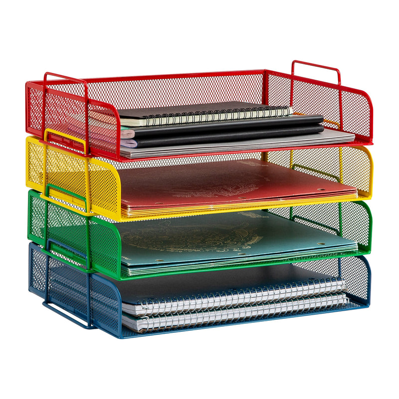 Mind Reader Metal Side Loading Stackable Letter Tray, Multicolored (DSTACK4-ASST)
