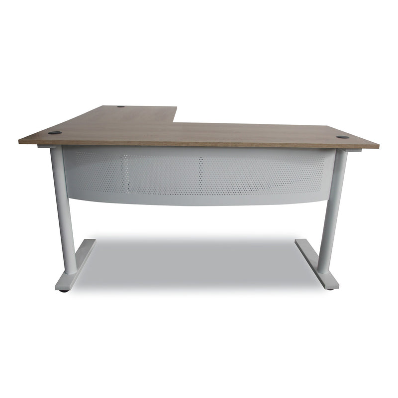 Workspace by Alera® L-Shaped Writing Desk, 59.05" x 59.05" x 29.53", Beigewood/White