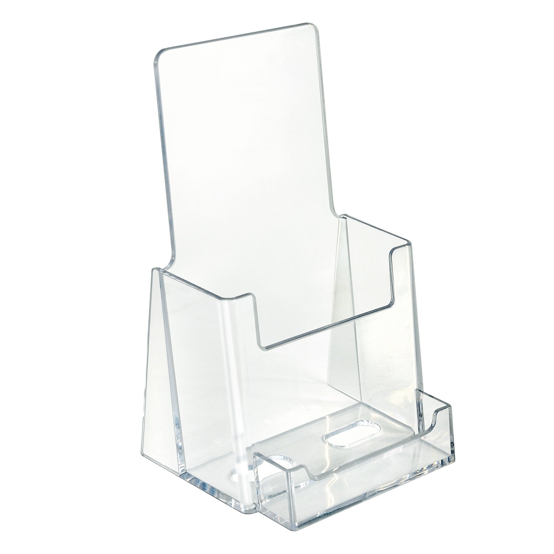 Azar Brochure Holder, 4.125" x 7.25", Vertical, Table Top, Clear, Plastic, 10/Pack (252922)