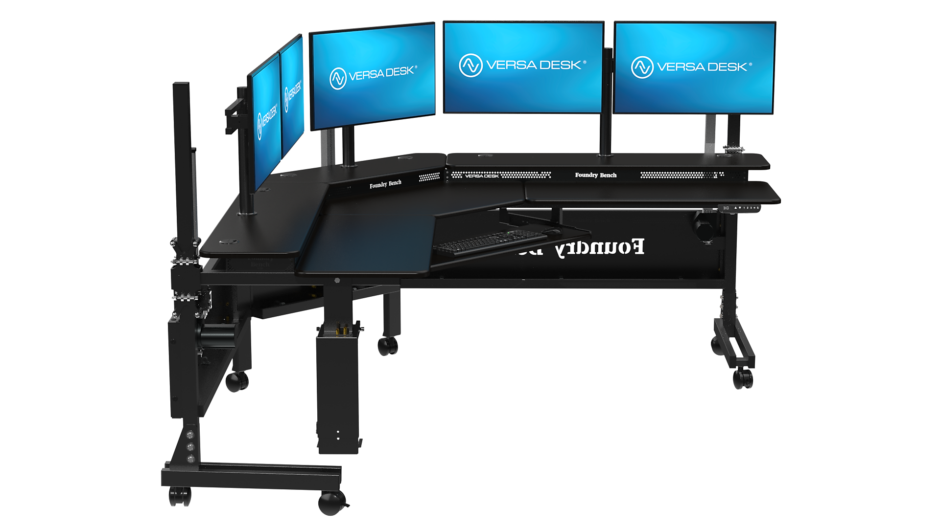 VersaDesk Foundry Bench 80"W Electric Corner Adjustable Standing Desk, Black (FBC8080-BB-APP)
