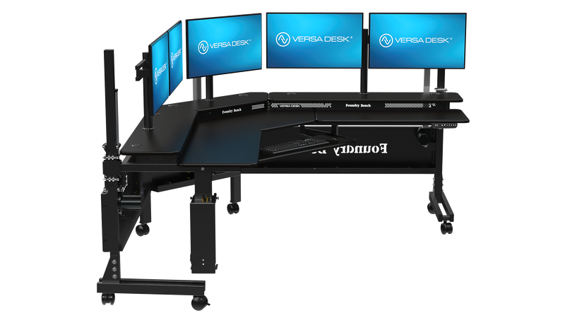 VersaDesk Foundry Bench 80"W Electric Corner Adjustable Standing Desk, Black (FBC8080-BB-APP)