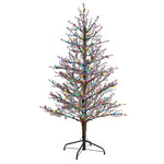 Nearly Natural 5-ft Frosted Berry Twig Artificial Christmas Tree with 200 Multicolored Gum Ball LED Lights (T1564)