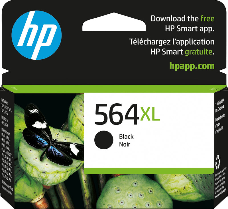 HP 564XL Black High Yield Ink Cartridge, Prints Up to 550 Pages (CN684WN#140)