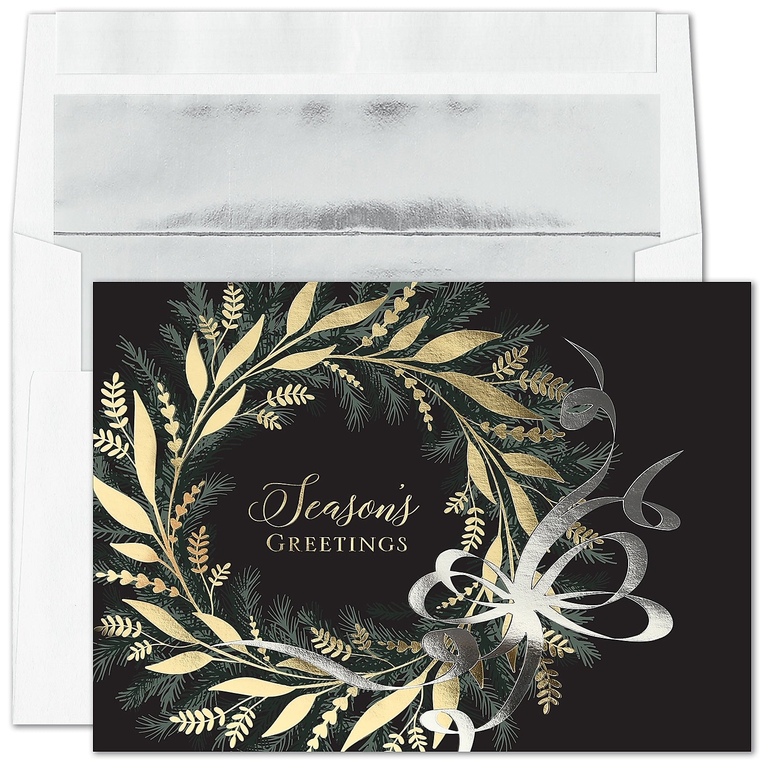 "Circle of Greetings" Holiday Card w/ Silver Lined White Envelope, 400/BX