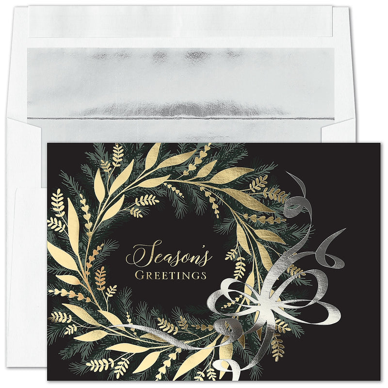 "Circle of Greetings" Holiday Card w/ Silver Lined White Envelope, 400/BX