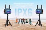 Worryfree Gadgets Party Box Wireless Bluetooth Portable Speaker with 2 Mics & Tripod, Water Resistant, Black (WPB2-BLK)