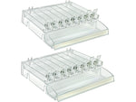 Azar 3.5" x 12" Pegboard 8-Compartment Cosmetic Tray with Tester Tray, Clear, 2/Pack (225840-TESTER-8COMP-2PK)