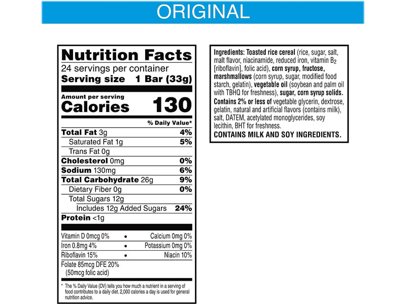 Kellogg's Rice Krispie Treats Homestyle Original Cereal Bar, 1.16 oz., 24 Bars/Box (KEE27140)