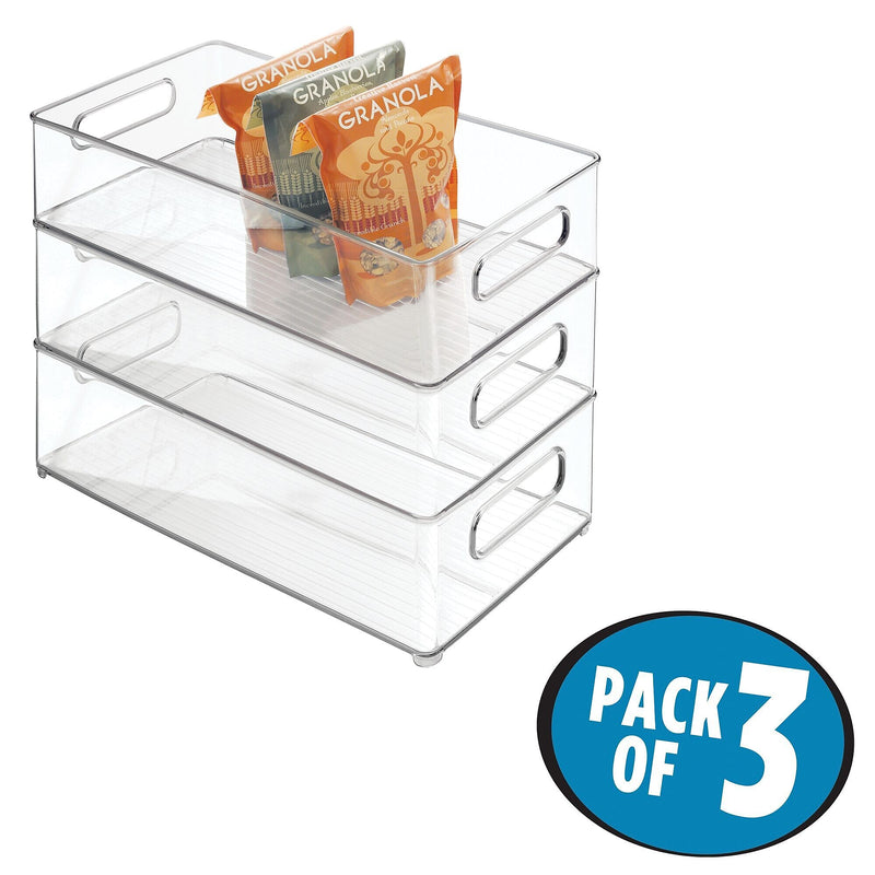 iDESIGN Medium Stackable Plastic Storage Bin, Clear, 3/Pack (70530M3)