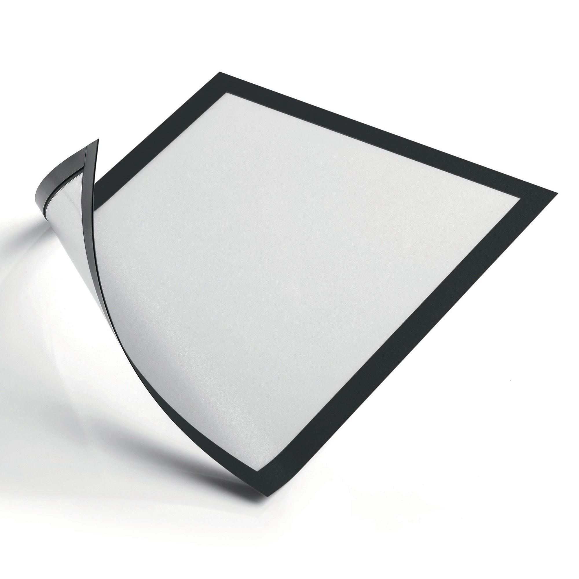 Durable DURAFRAME Sign Holder, 8.5" x 11", Wall Mounted, Vertical/Horizontal, Bottom/Side Loading, Black/Silver, 2/Pack (477101)
