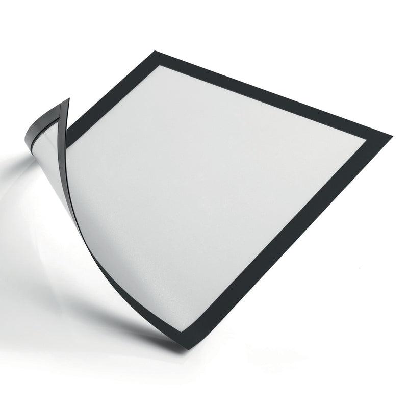 Durable DURAFRAME Sign Holder, 8.5" x 11", Wall Mounted, Vertical/Horizontal, Bottom/Side Loading, Black/Silver, 2/Pack (477101)