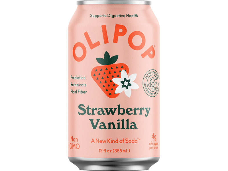 Olipop Prebiotic Strawberry Vanilla Soda, 12 fl. oz., 12 Cans/Case (ICO70291)