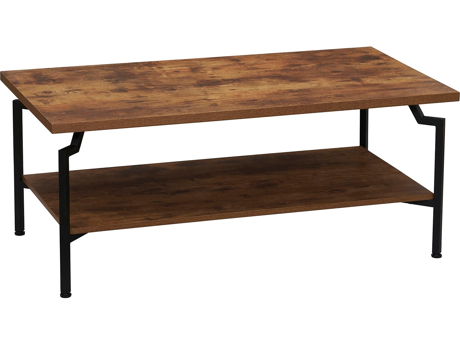 Household Essentials Crown 43.3"W x 23.6"D Laminate Coffee Table, Hickory/Black (8235-1)