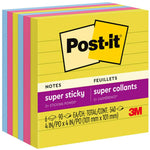 Post-it Super Sticky Notes, 4" x 4", Summer Joy Collection, Lined, 90 Sheets/Pad, 6 Pads/Pack (675-6SSJOY)