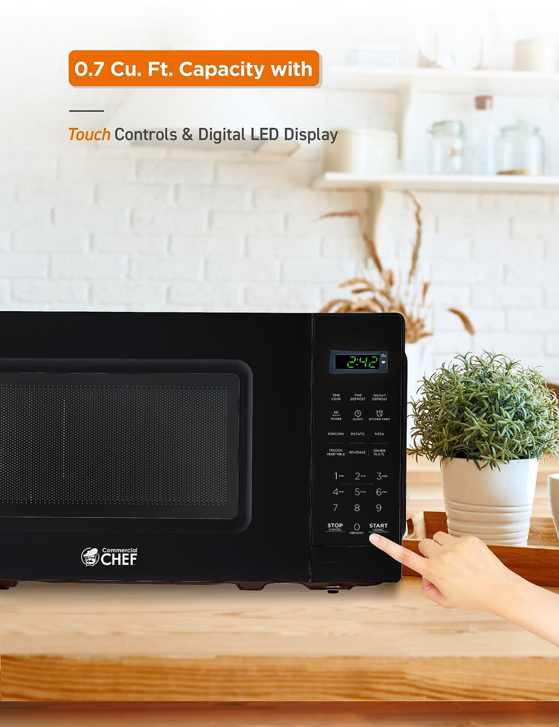 Commercial Chef 0.7 Cu. Ft. Countertop Microwave, Black (CHM7MB)