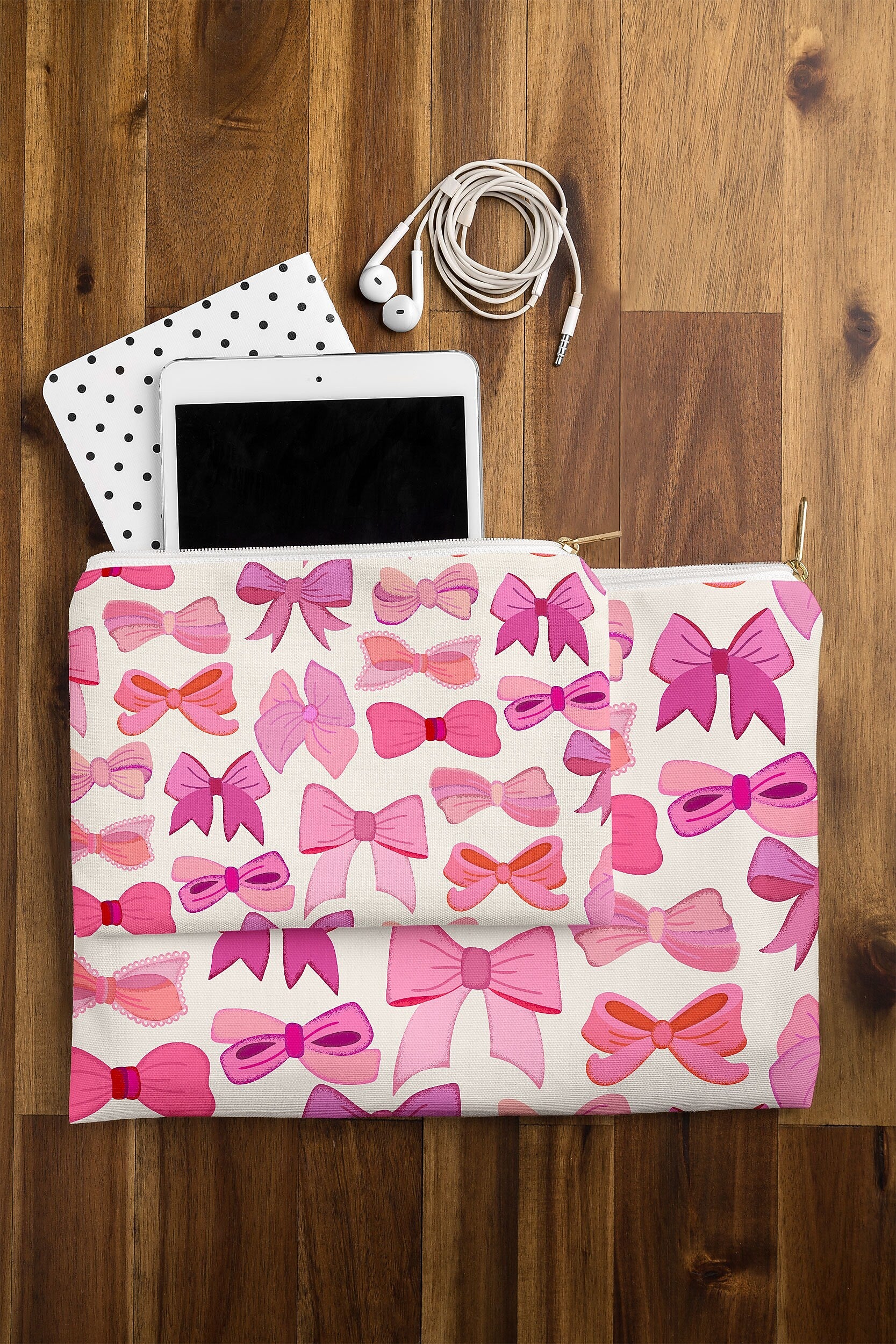 DENY Designs Vintage Pink 12" Polyester Travel Pouch, Water Resistant, Multicolored (87094-WPOFMD)