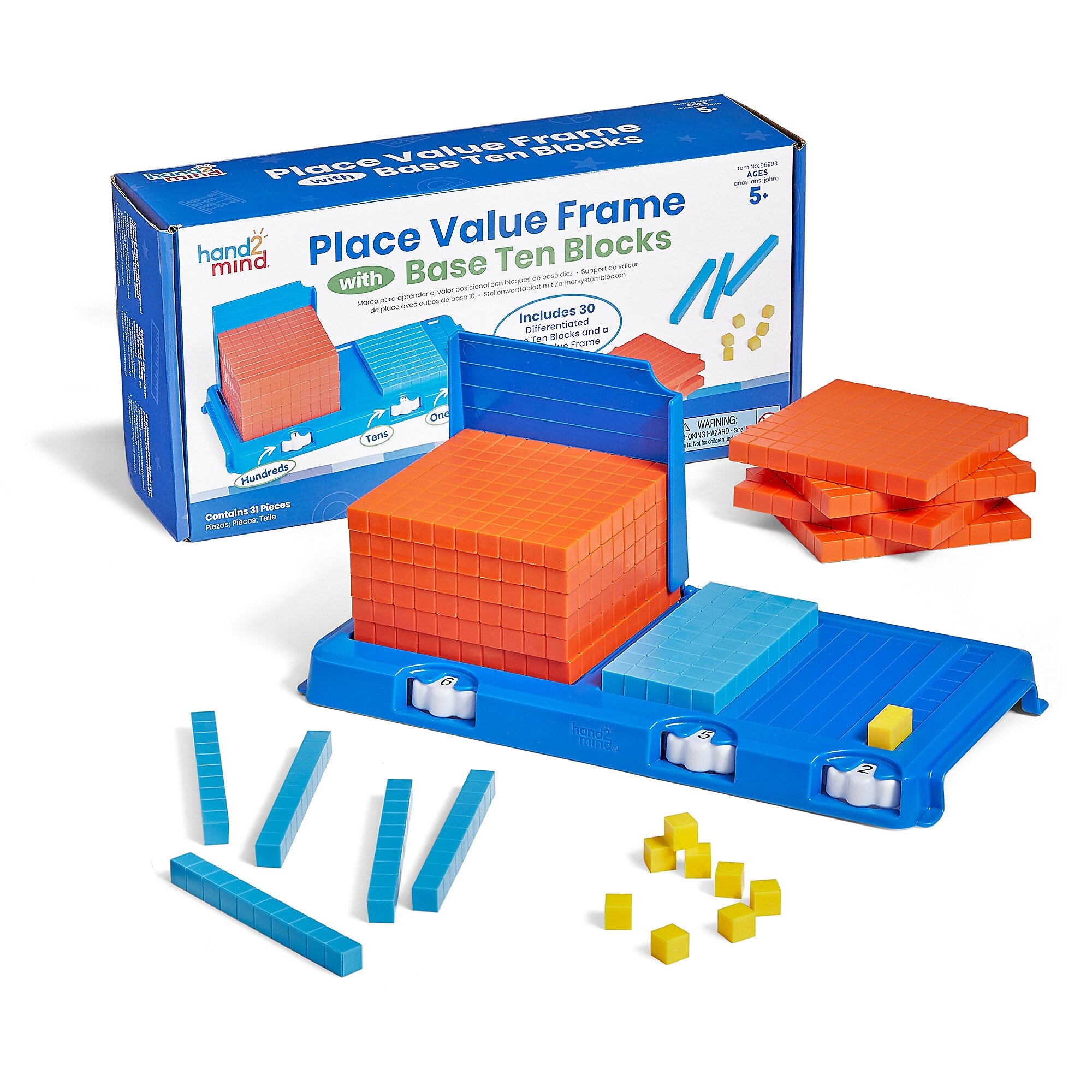 hand2mind Place Value Frame with Base Ten Blocks (96993)