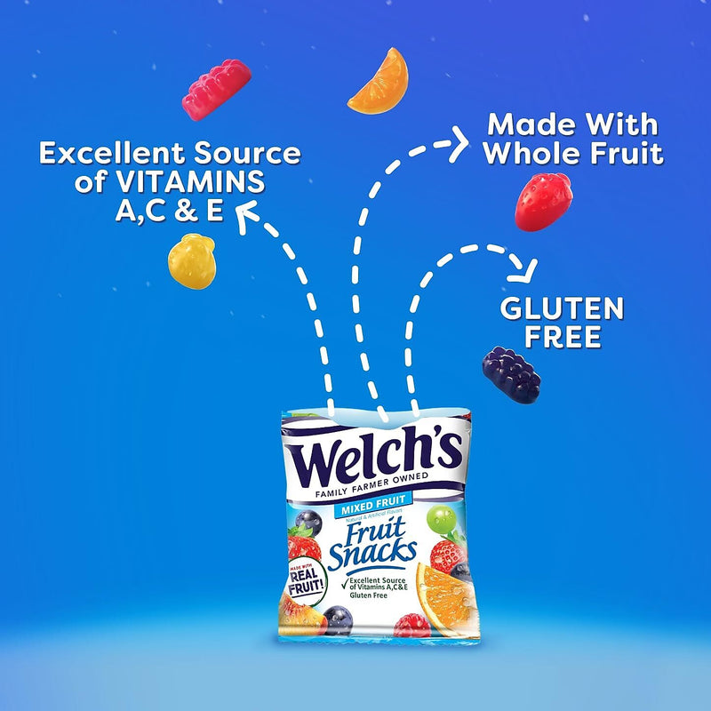 Welch's Gluten Free Mixed Fruit Snacks Gummies, 0.8 oz., 40/Box (PIM84068)