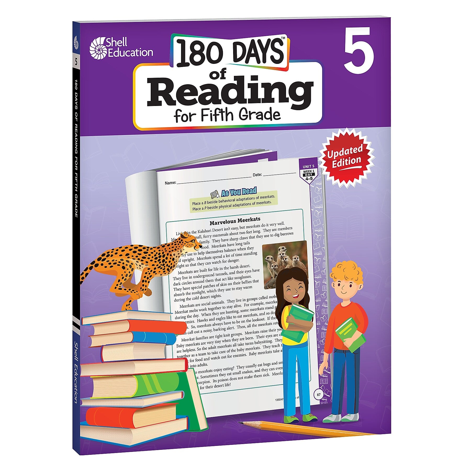 Shell Education 180 Days Reading, Spelling, Language & Math, Grade 5, Workbook, 4/Set (SEP147639)