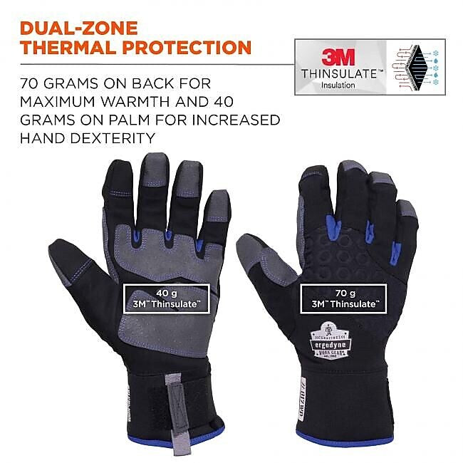 ProFlex 817WP Reinforced Thermal Waterproof Utility Gloves, Black, 2XL (17376)