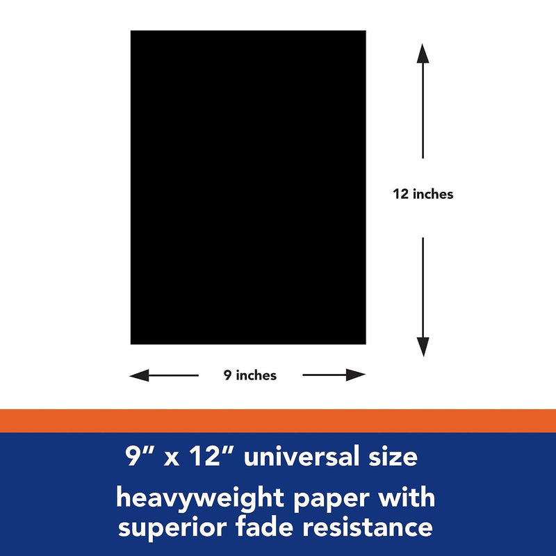 Tru-Ray 9" x 12" Construction Paper, Black, 50 Sheets/Pack, 5 Packs/Bundle (PAC103029-5)