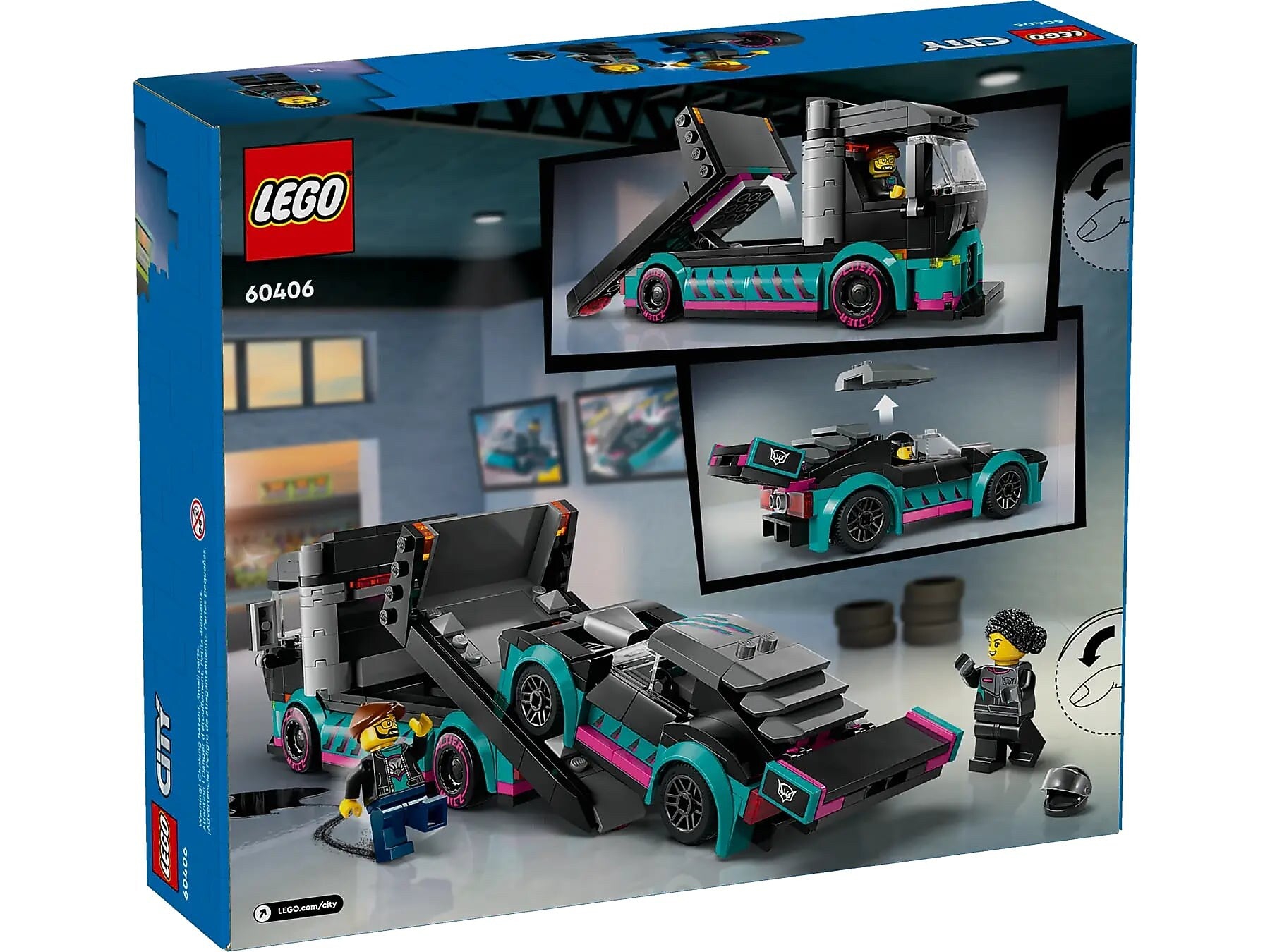 LEGO City Race Car and Car Carrier Truck, 328 Pieces (60406)