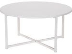 Household Essentials Jamestown 31.5"Dia. Laminate Round Coffee Table, Scandinavian White/White (8203-1)